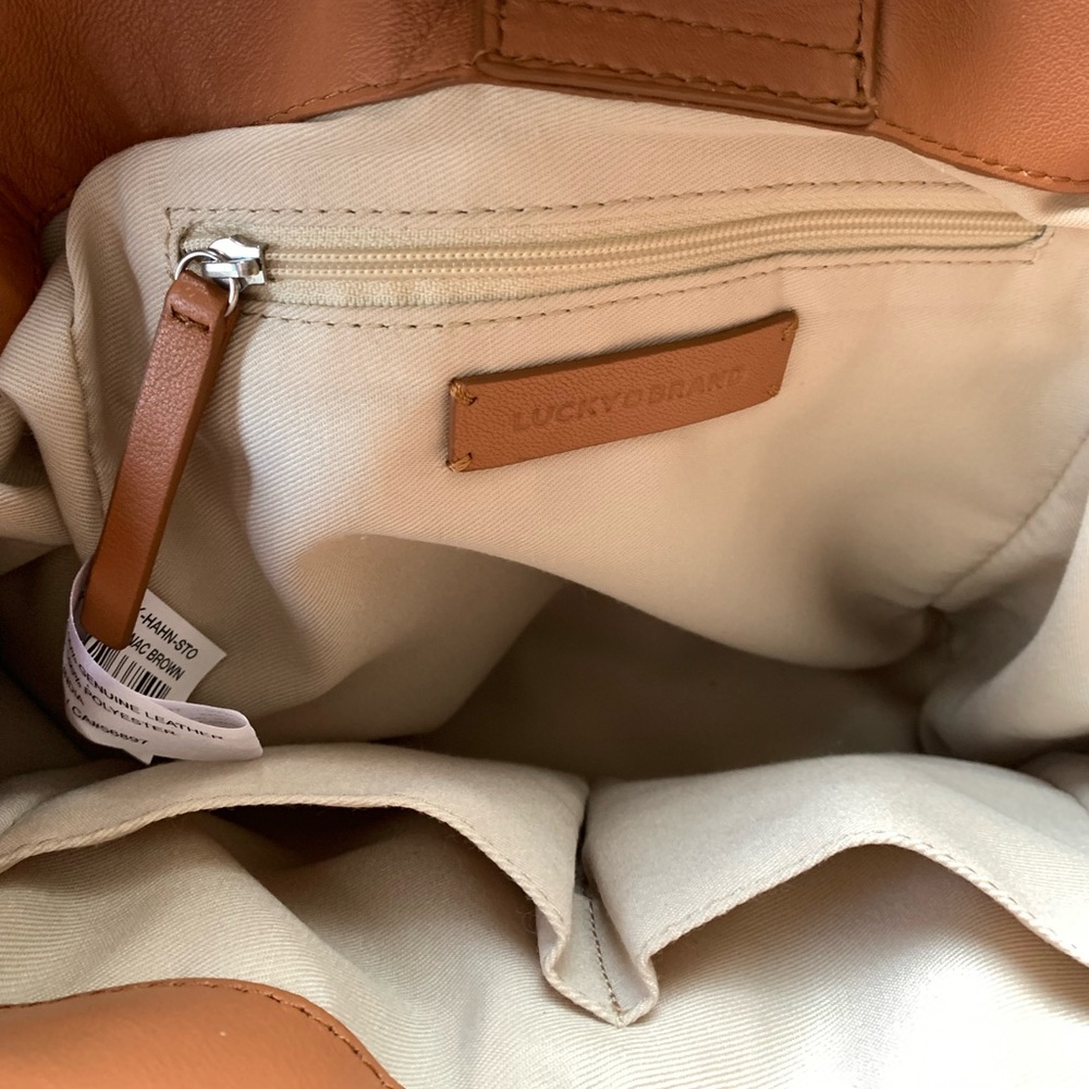 Lucky Brand Women's Leather Hahn Mini Tote Handbag Purse Crossbody Cognac Brown - Picture 11 of 16